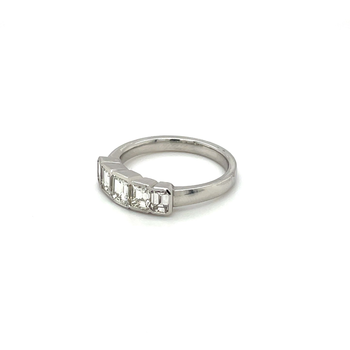 Platinum Five Stone Emerald-Cut Diamond Ring