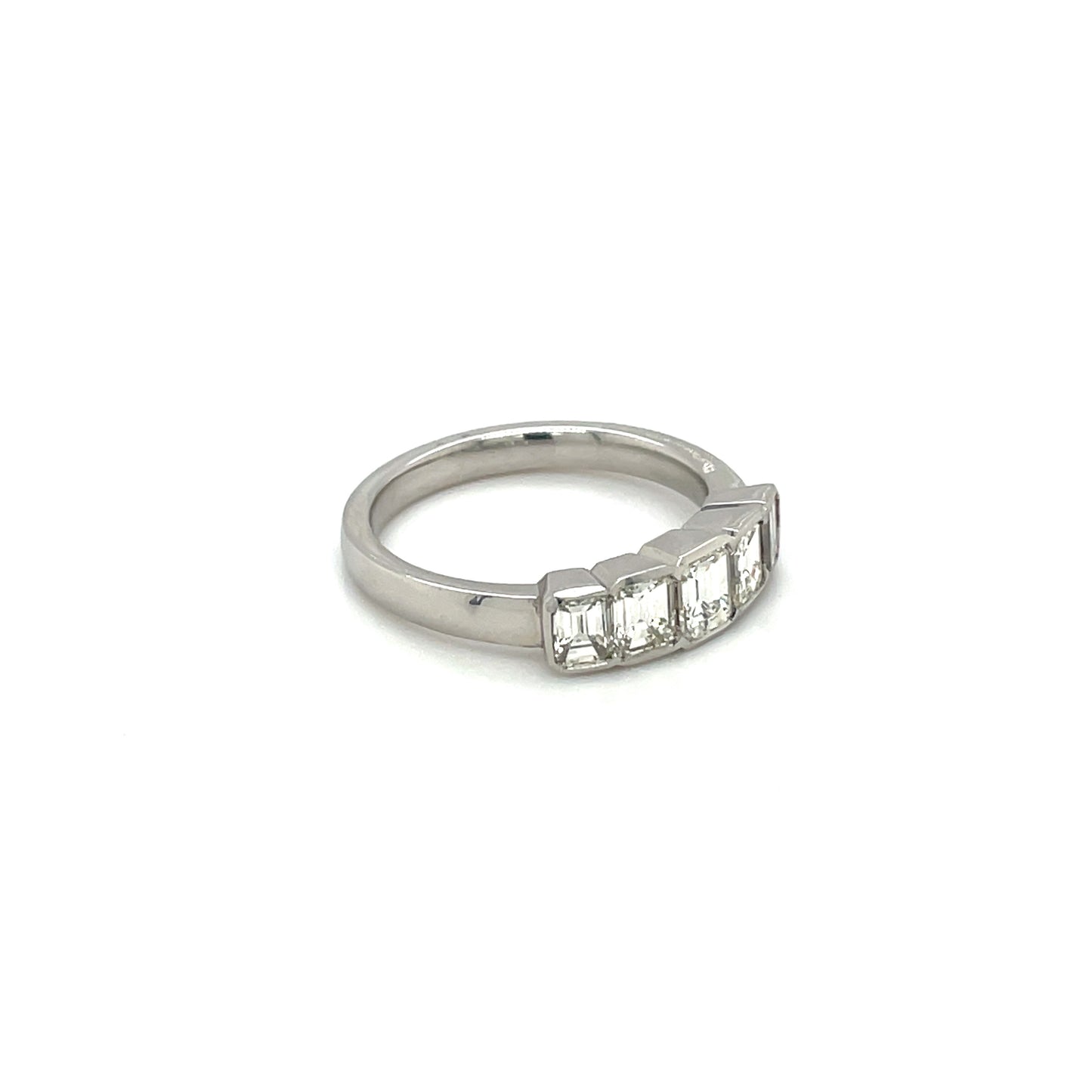 Platinum Five Stone Emerald-Cut Diamond Ring