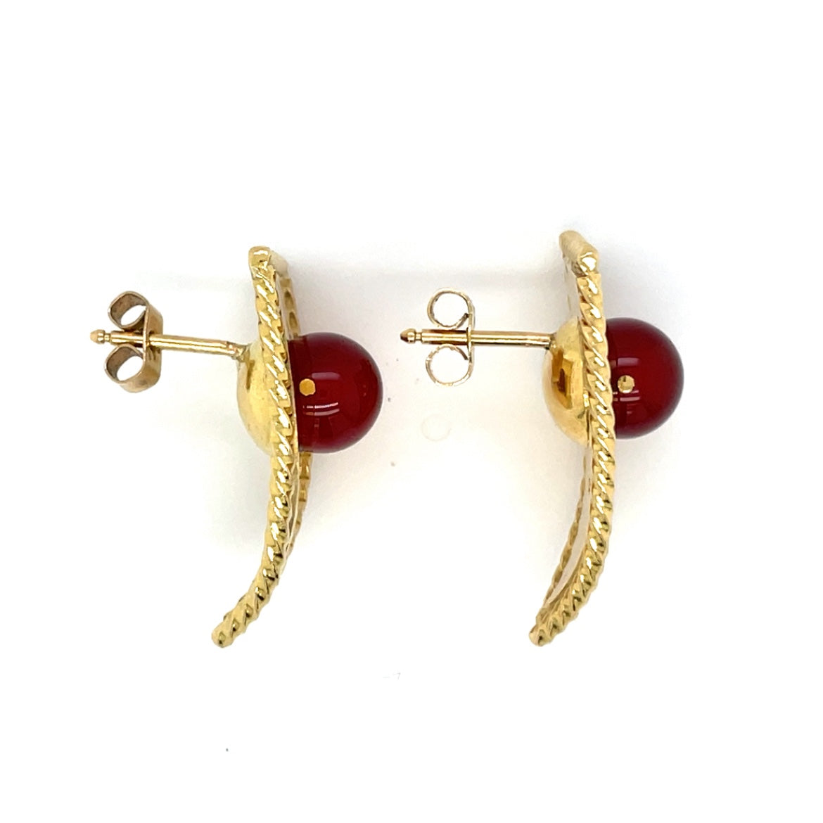 18ct Yellow Gold & Carnelian Shield Earrings