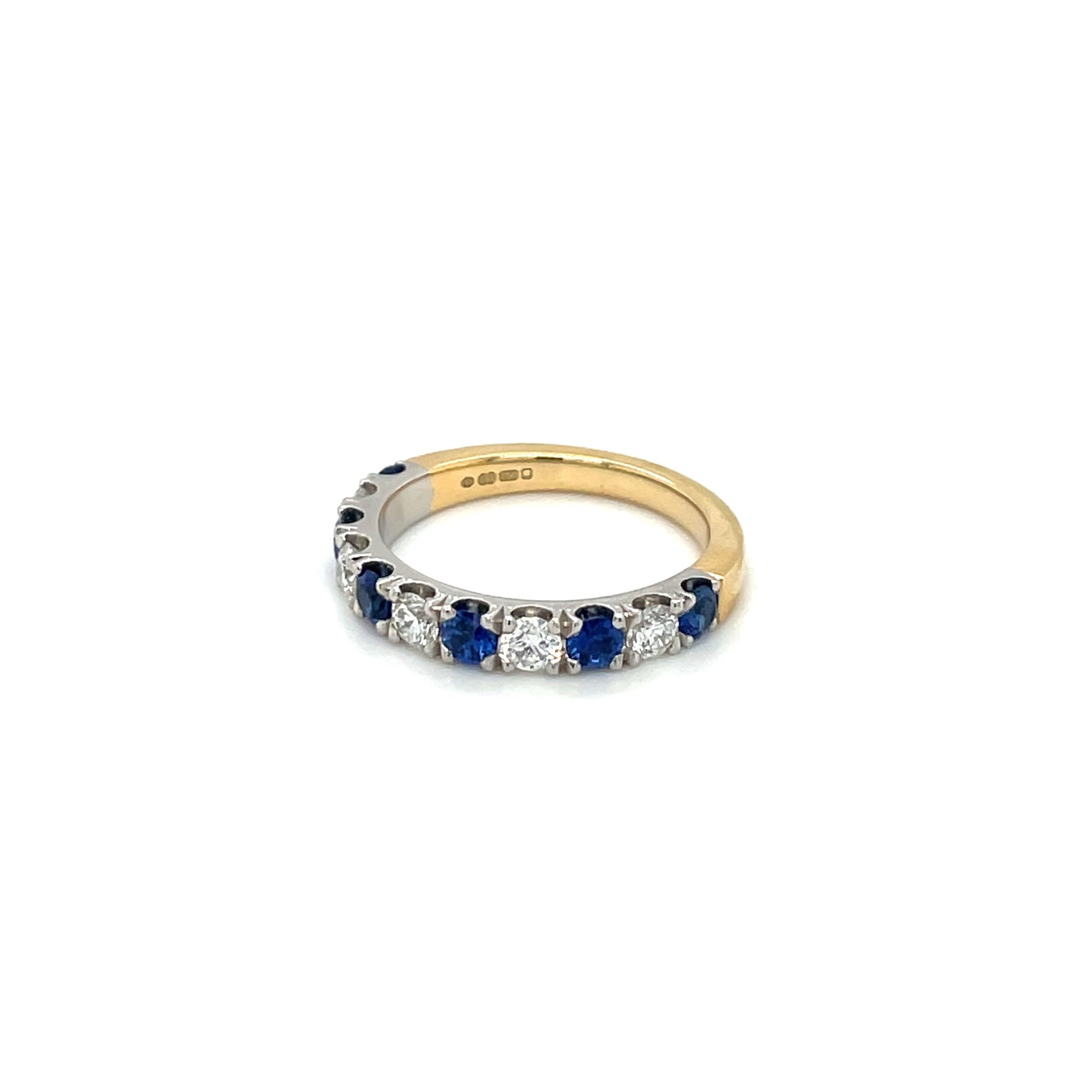 18ct Yellow & White Gold Half-Set Sapphire & Diamond Eternity Ring