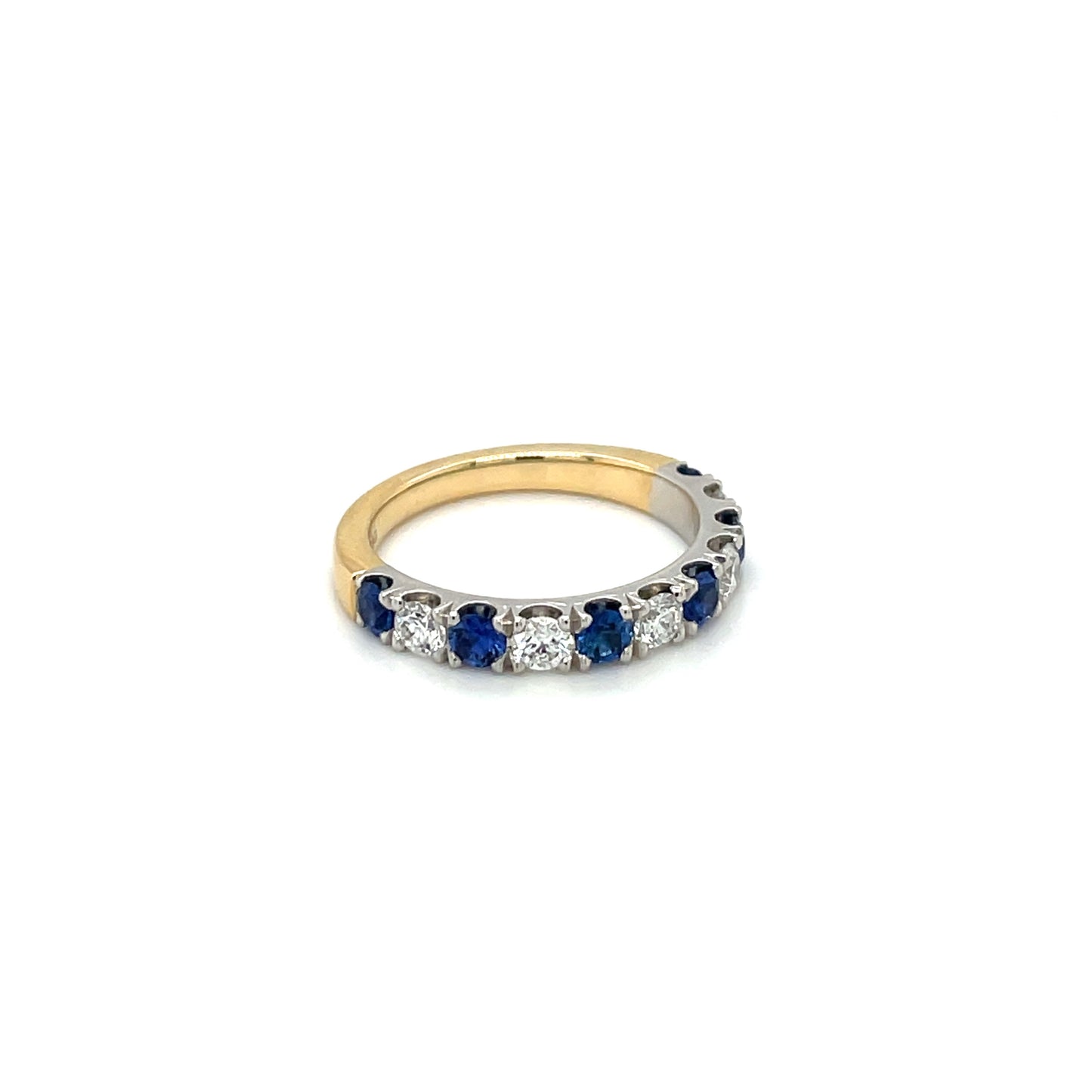 18ct Yellow & White Gold Half-Set Sapphire & Diamond Eternity Ring