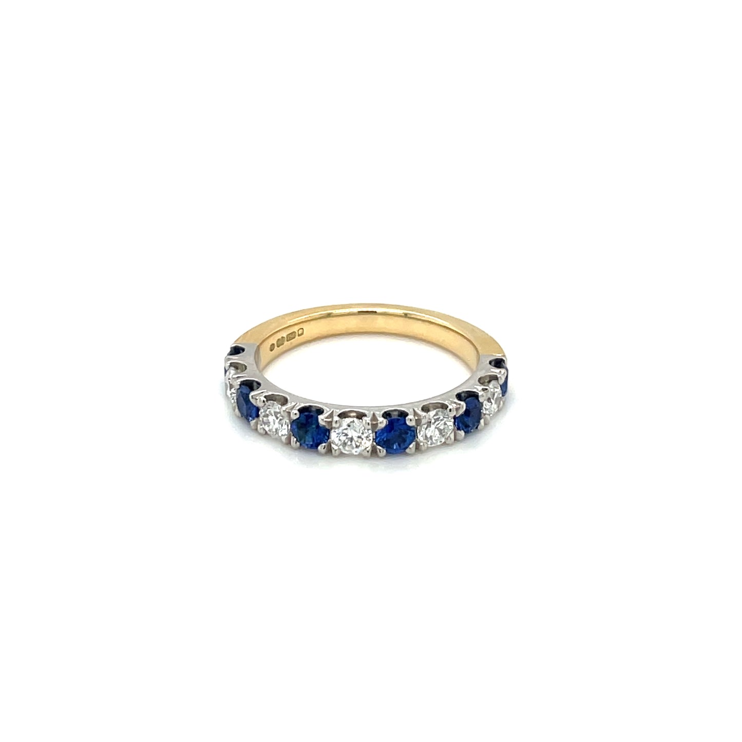 18ct Yellow & White Gold Half-Set Sapphire & Diamond Eternity Ring