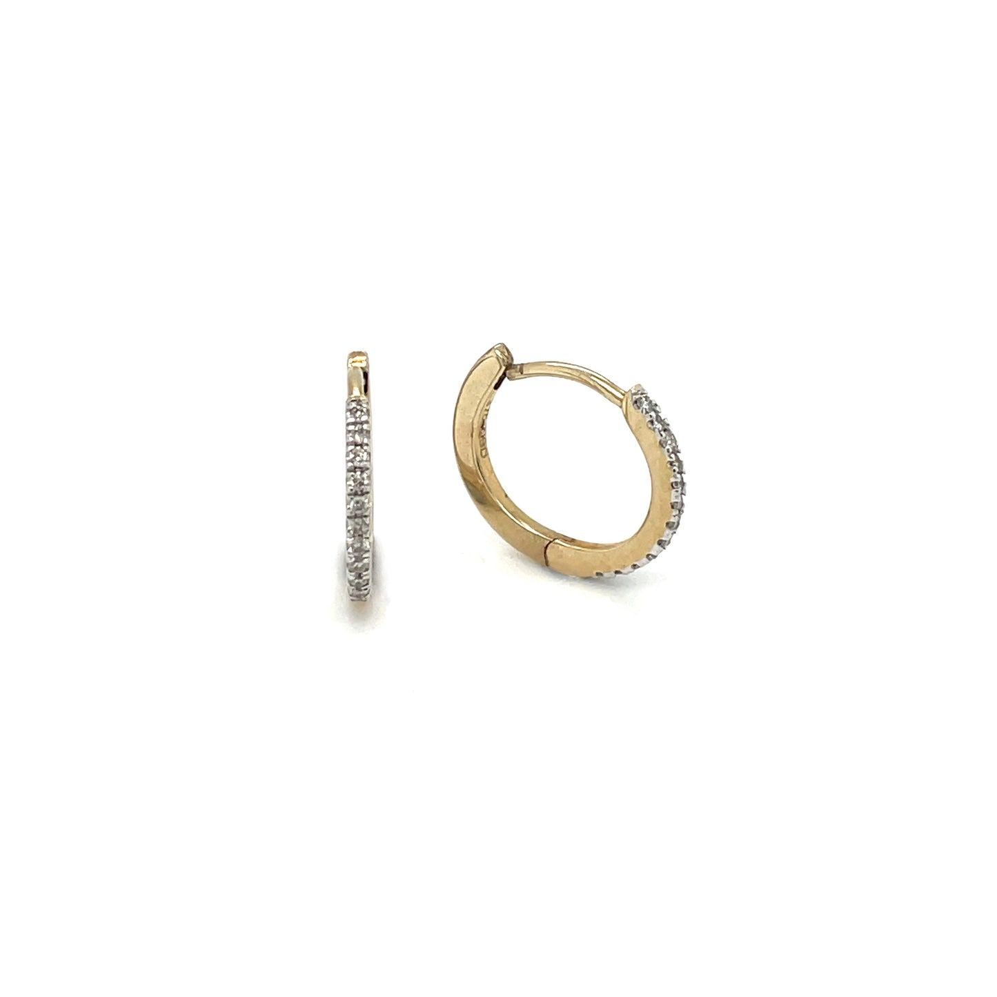 9ct Yellow Gold Half-set Diamond Huggies