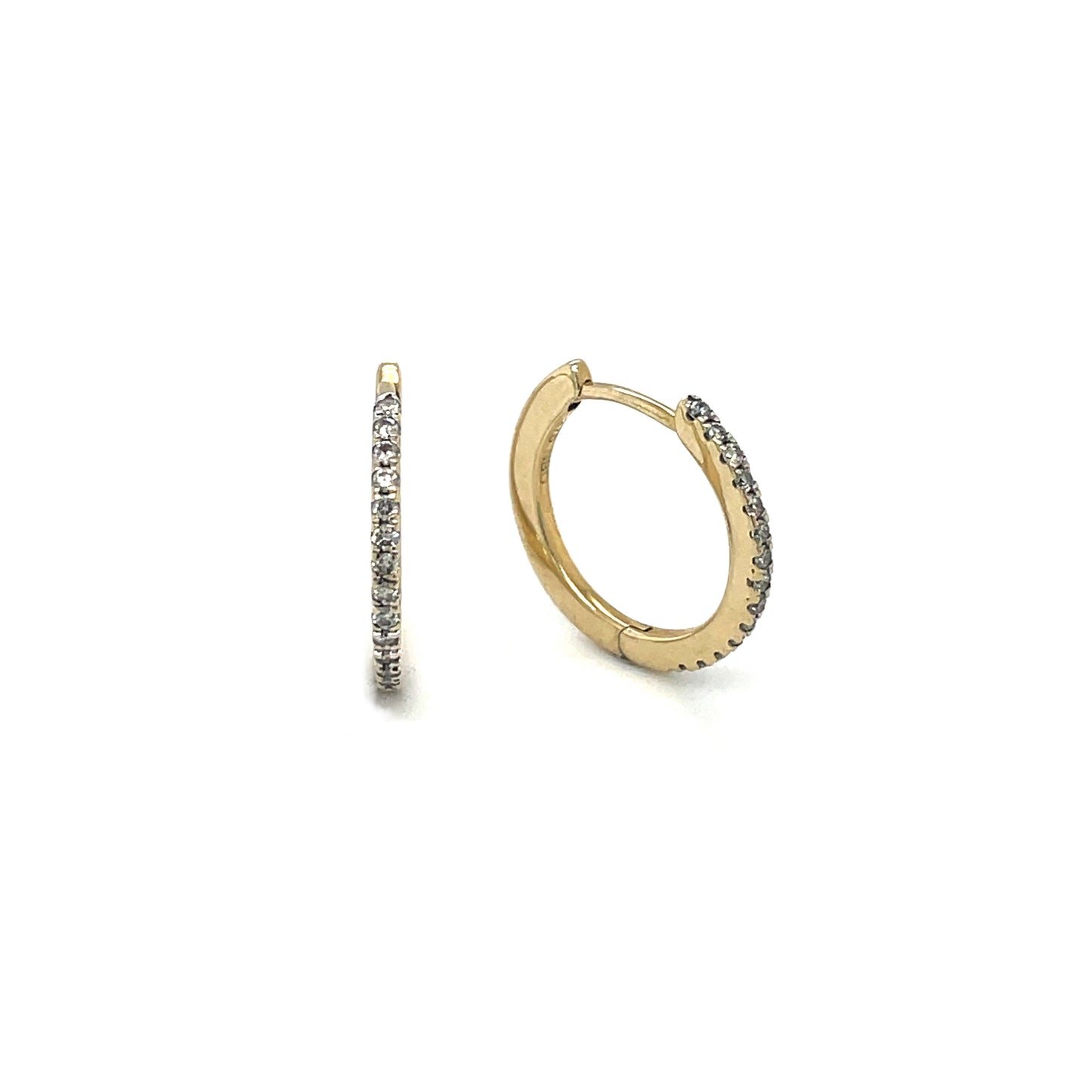 9ct Yellow Gold Half-set Diamond Huggies
