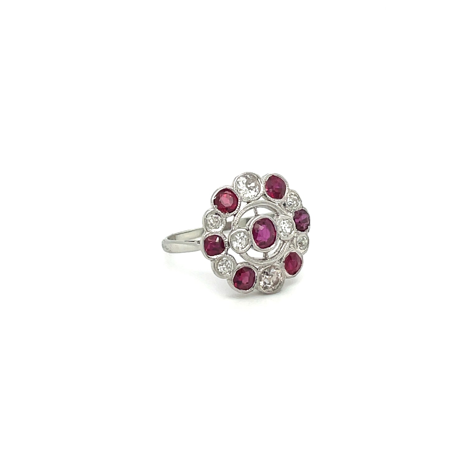 Ruby & Diamond Flower Cluster Ring