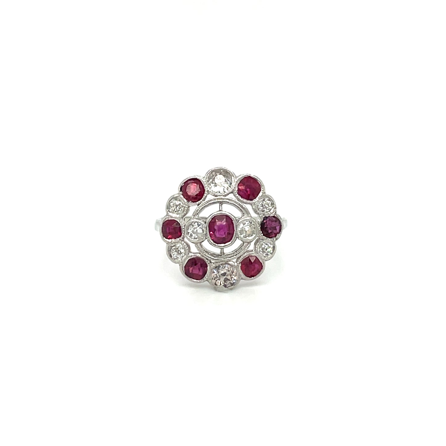 Ruby & Diamond Flower Cluster Ring