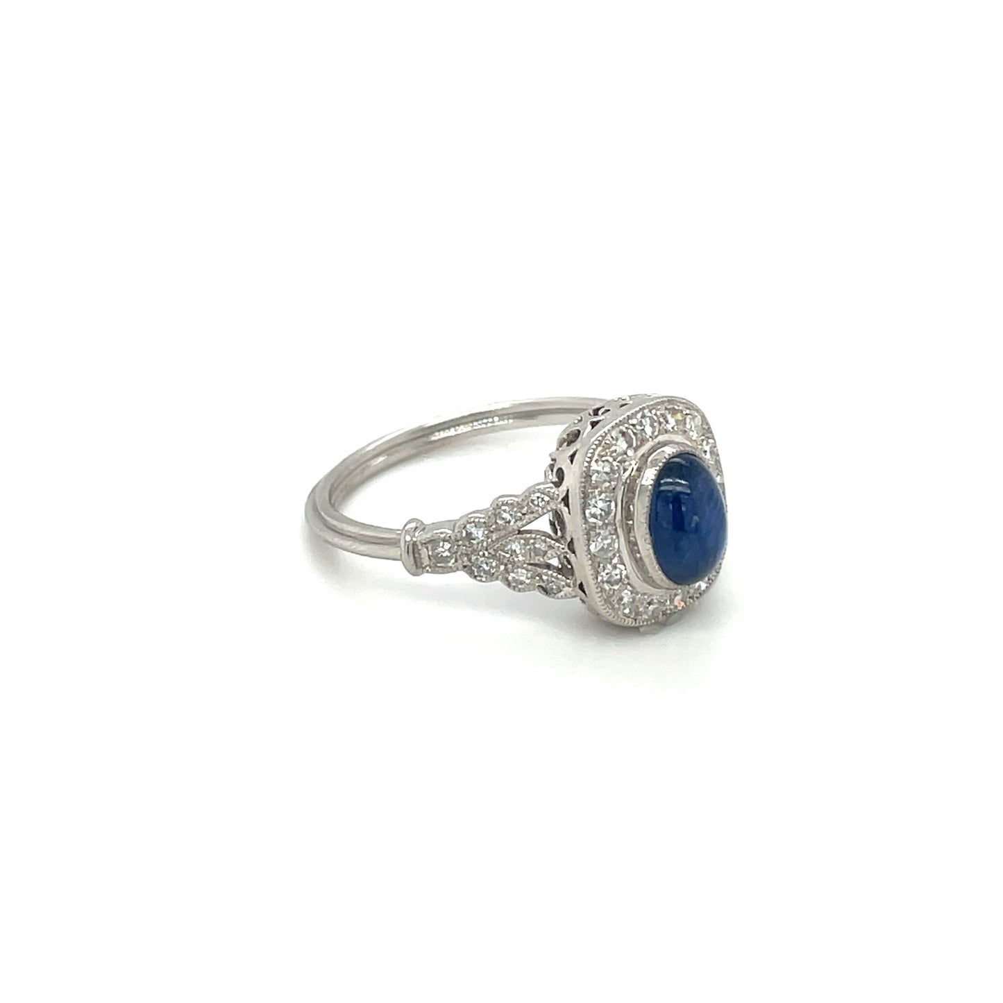 Sapphire & Diamond Unique Cluster Ring