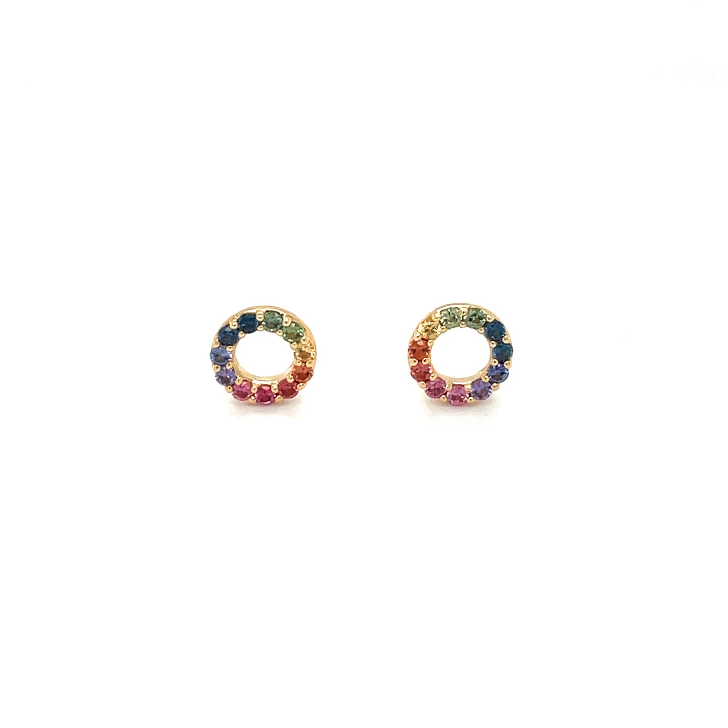 18ct Yellow Gold Rainbow Stud Earrings
