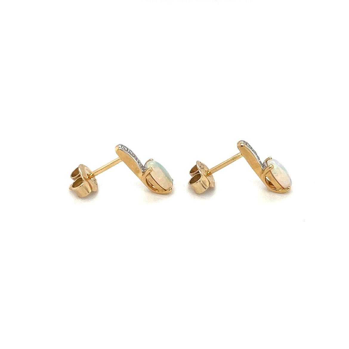 18ct Yellow & White Gold Diamond & Opal Earrings