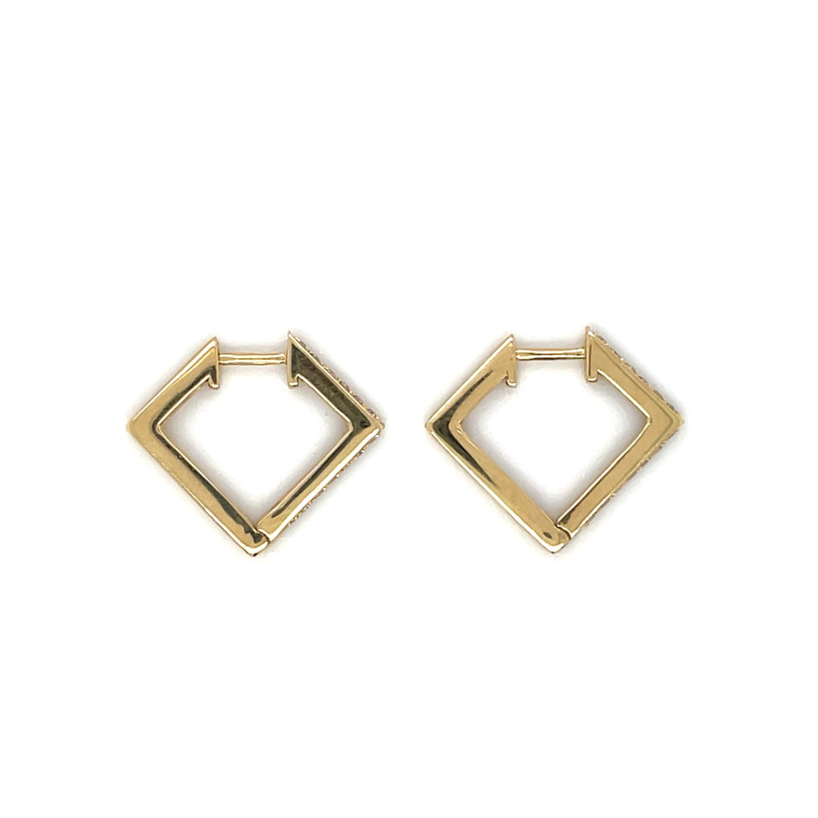 18ct Yellow Gold Square Diamond-Set Hoop Earrings