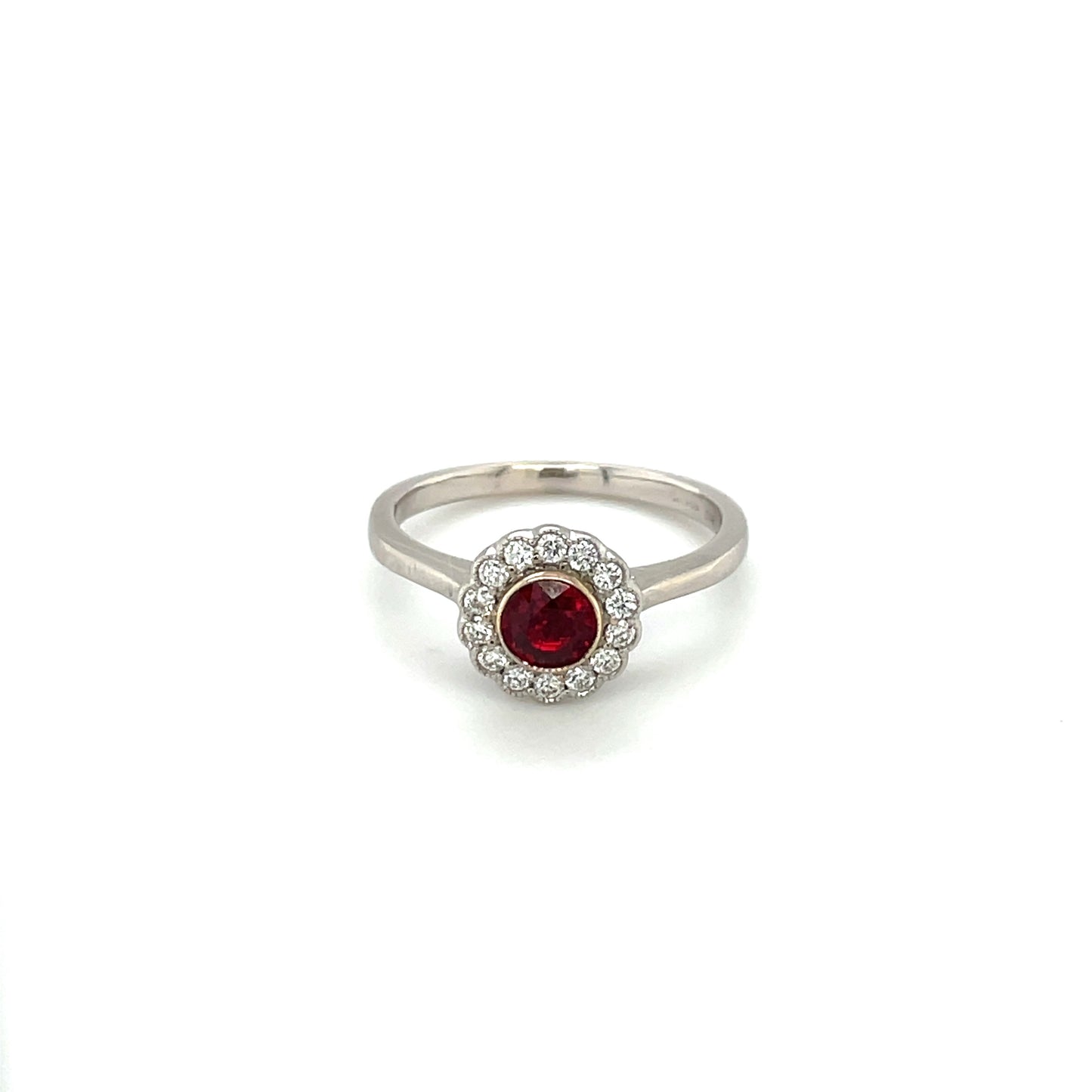 18ct Yellow Gold Ruby & Diamond Cluster Ring