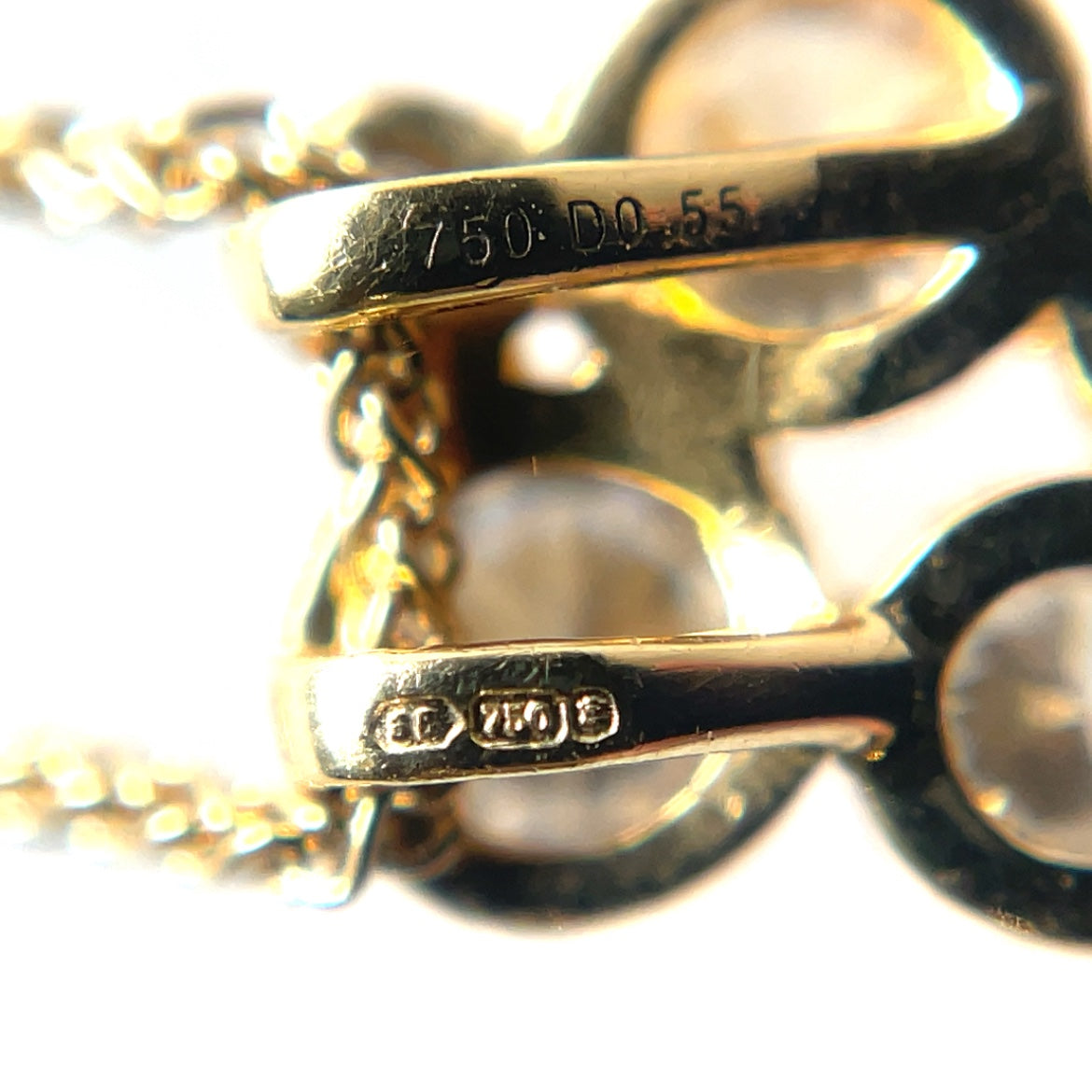18ct Yellow Gold Bubble Diamond Pendant & Chain (16")