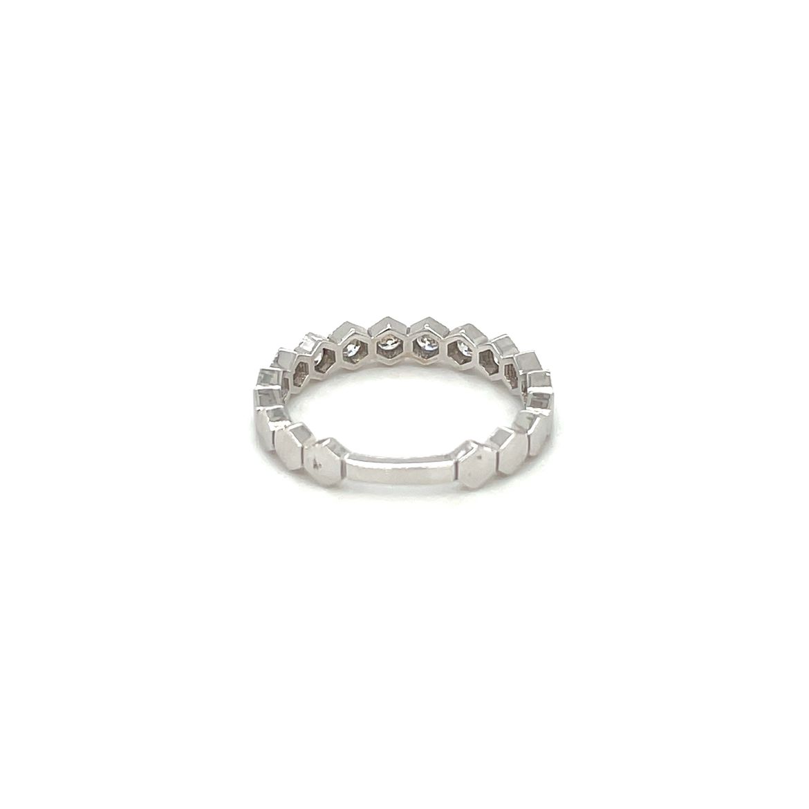 18ct White Gold Diamond Hexagon Eternity Ring