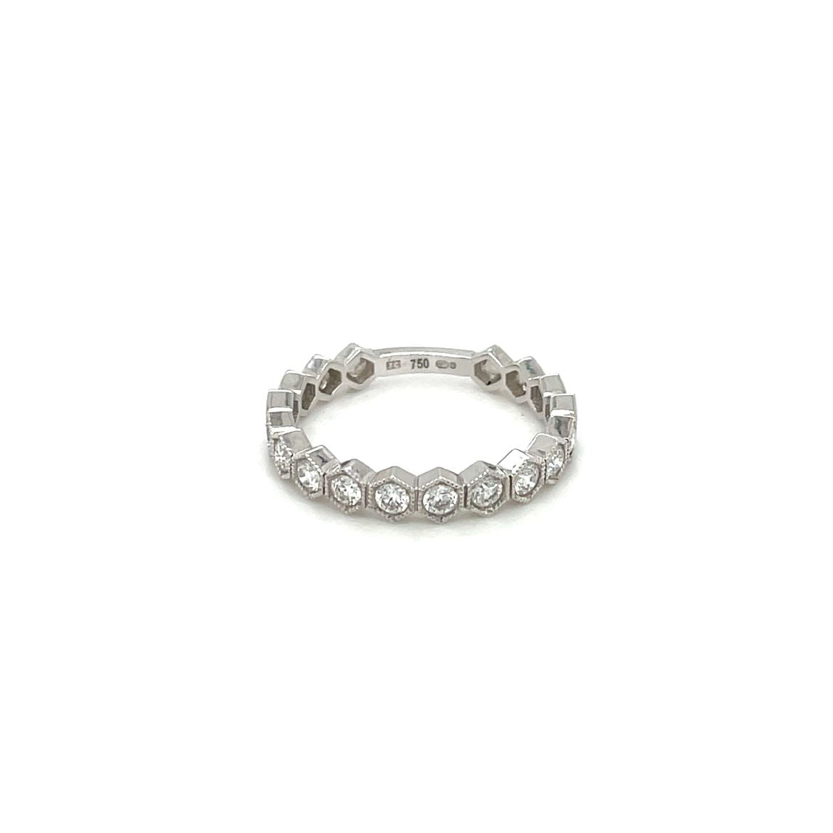 18ct White Gold Diamond Hexagon Eternity Ring