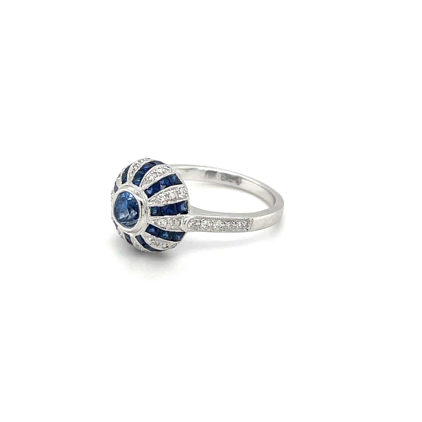 White Gold Sapphire and Diamond "bombe" Ring