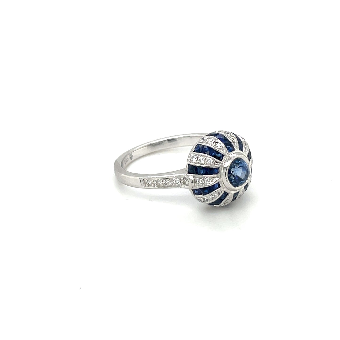 White Gold Sapphire and Diamond "bombe" Ring