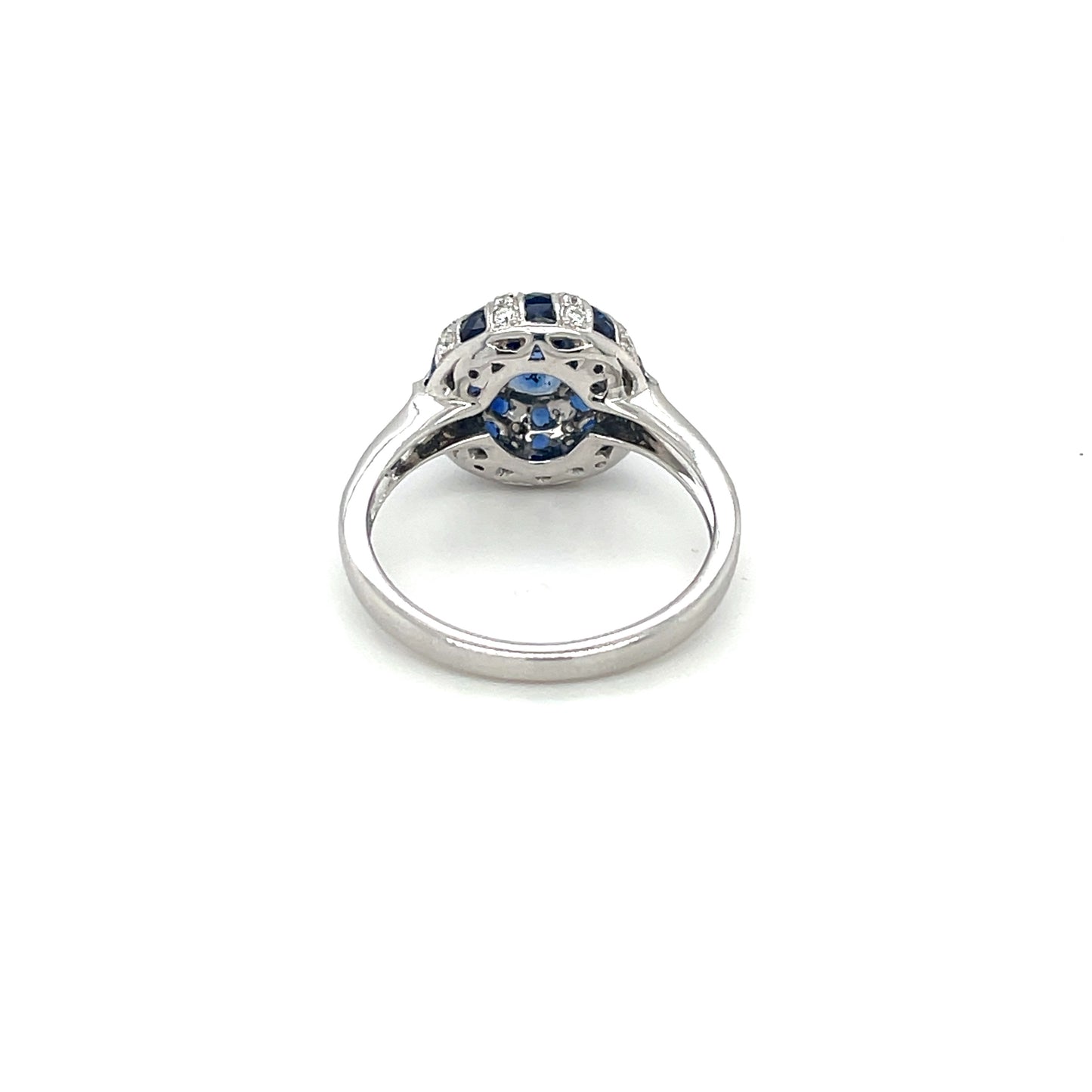 White Gold Sapphire and Diamond "bombe" Ring