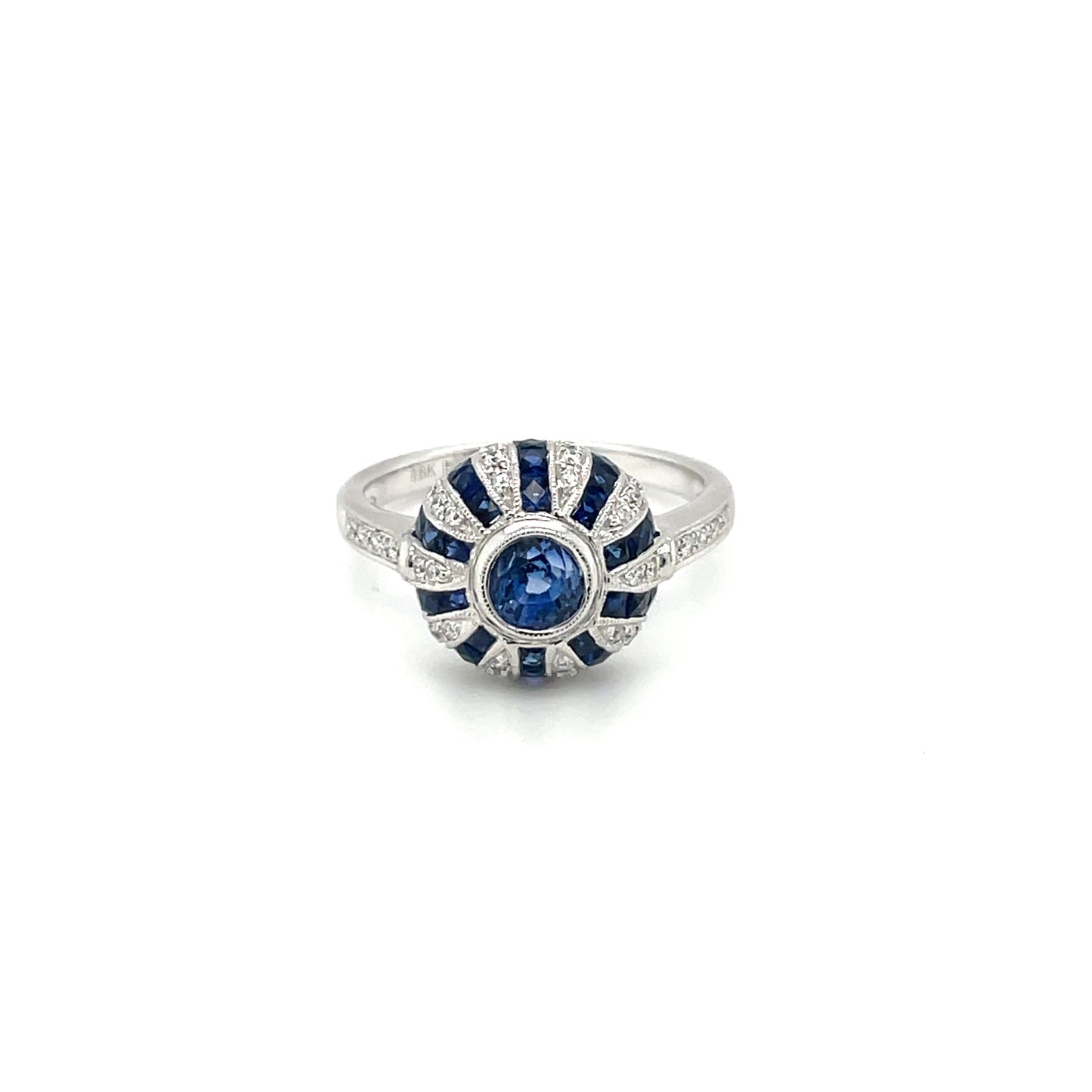 White Gold Sapphire and Diamond "bombe" Ring