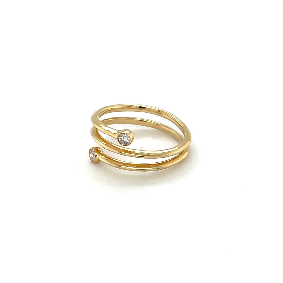 18ct Yellow Gold Diamond Spiral Ring