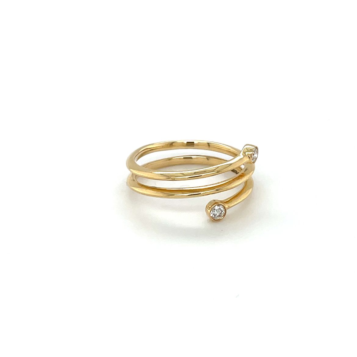 18ct Yellow Gold Diamond Spiral Ring