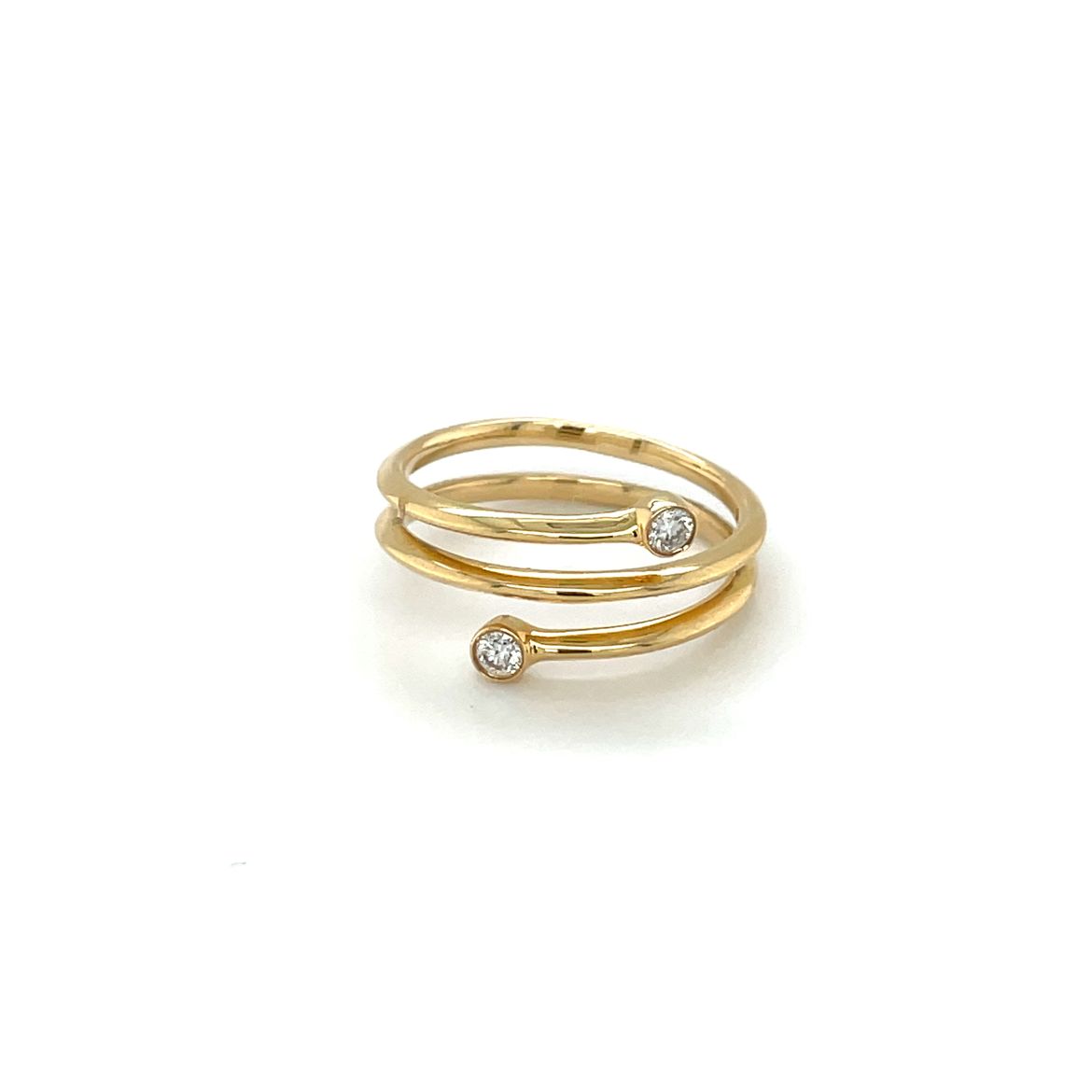 18ct Yellow Gold Diamond Spiral Ring