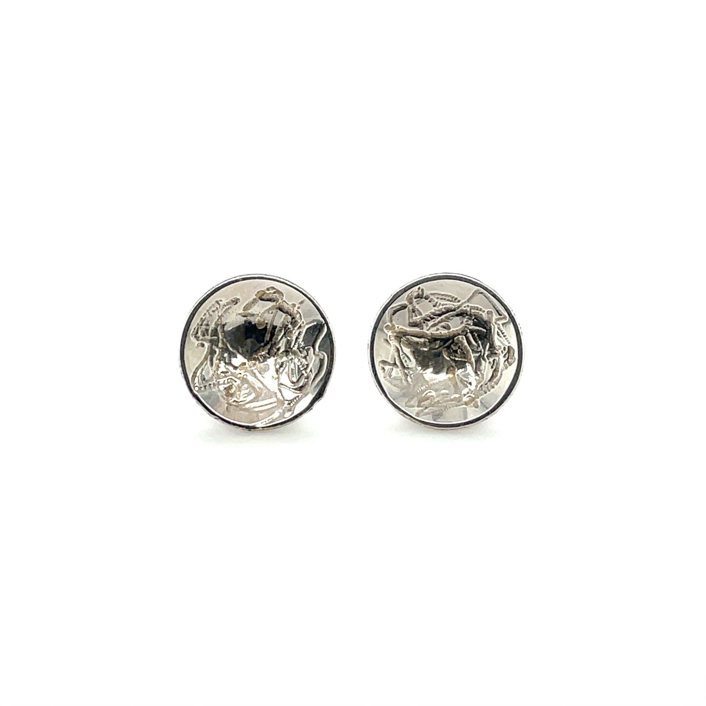 Silver Domed Matte Earrings
