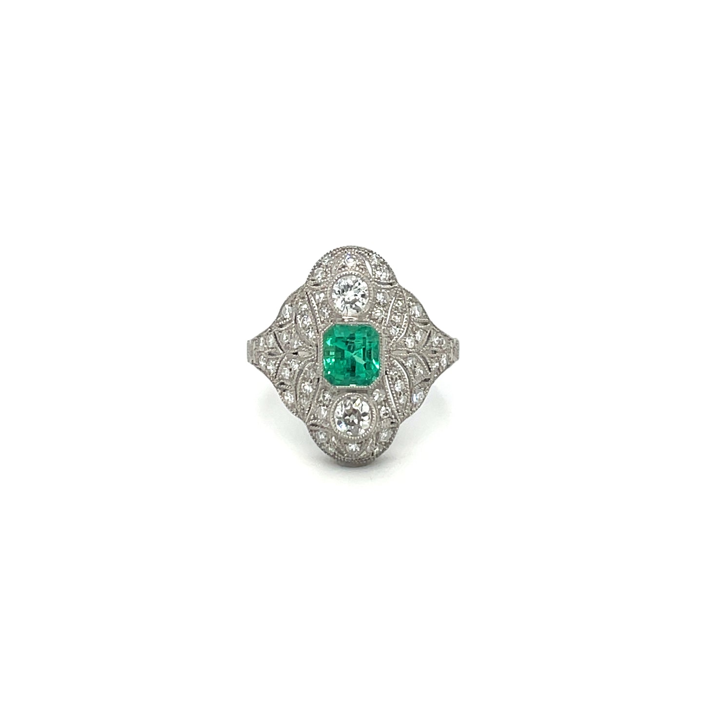 Emerald & Diamond Art Deco Style Ring