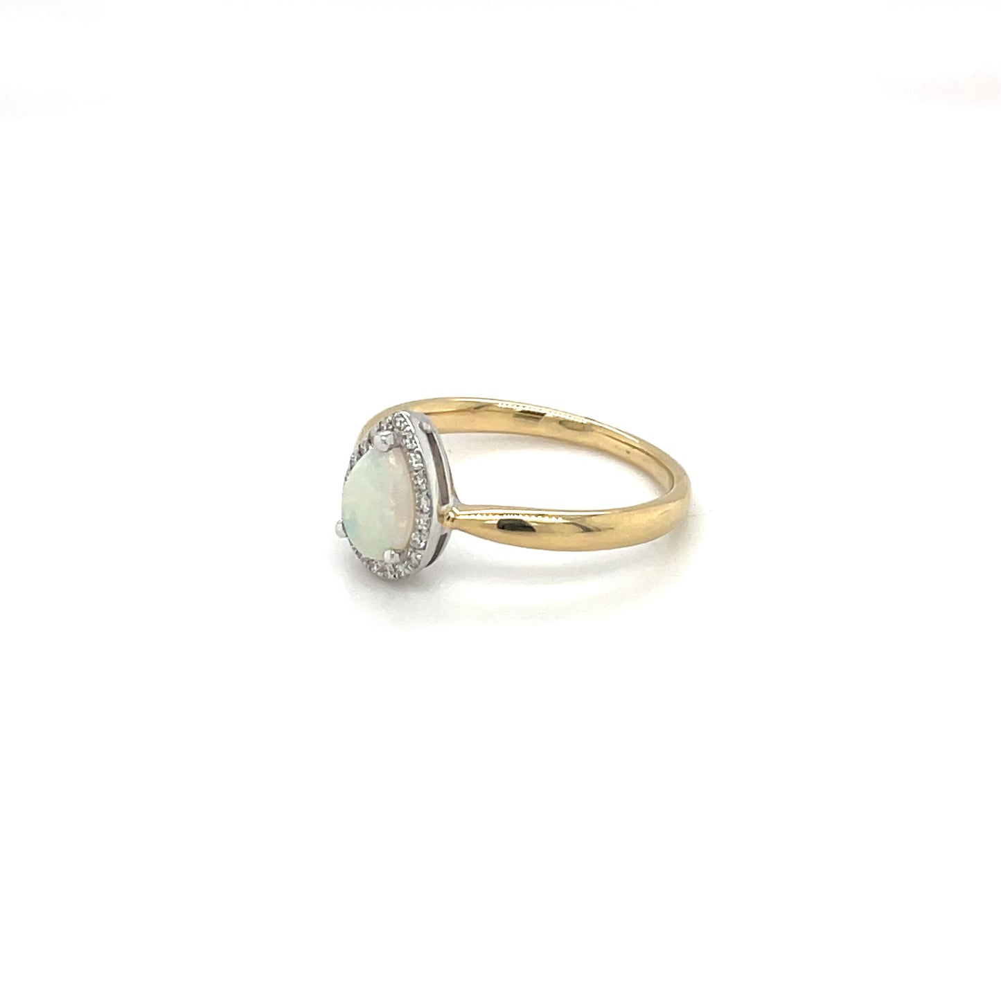 18ct Yellow Gold Opal & Diamond Cluster Ring