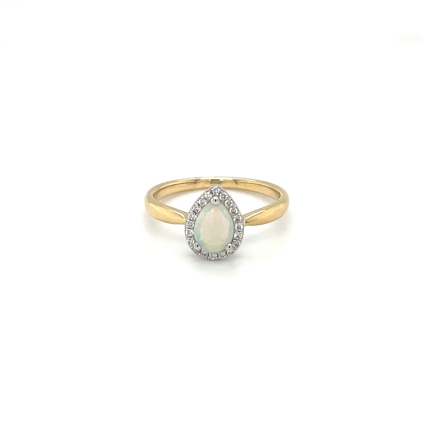 18ct Yellow Gold Opal & Diamond Cluster Ring