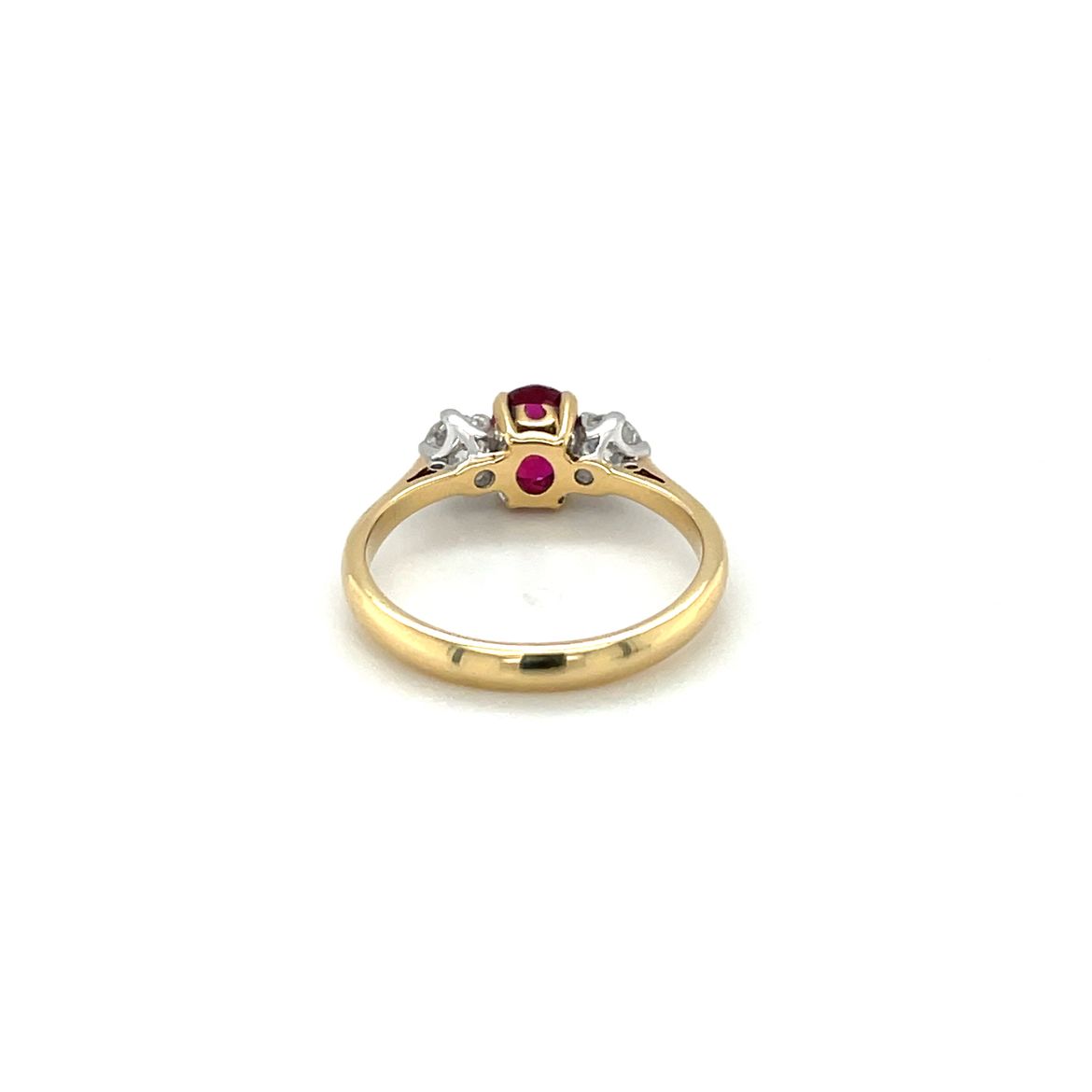 18ct Yellow Gold Ruby & Diamond Three-Stone Ring