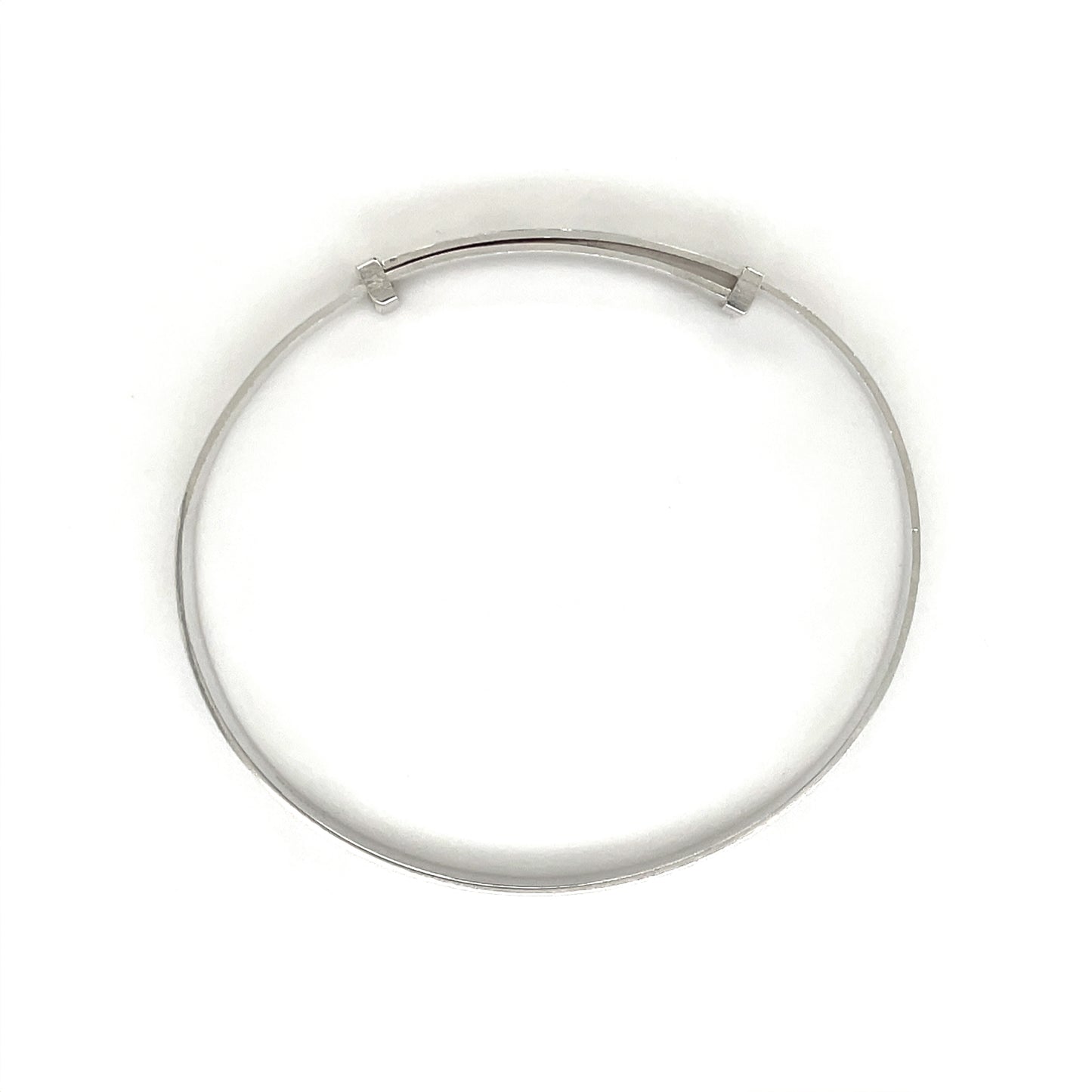 Silver Diamond-Engraved Christening Bangle
