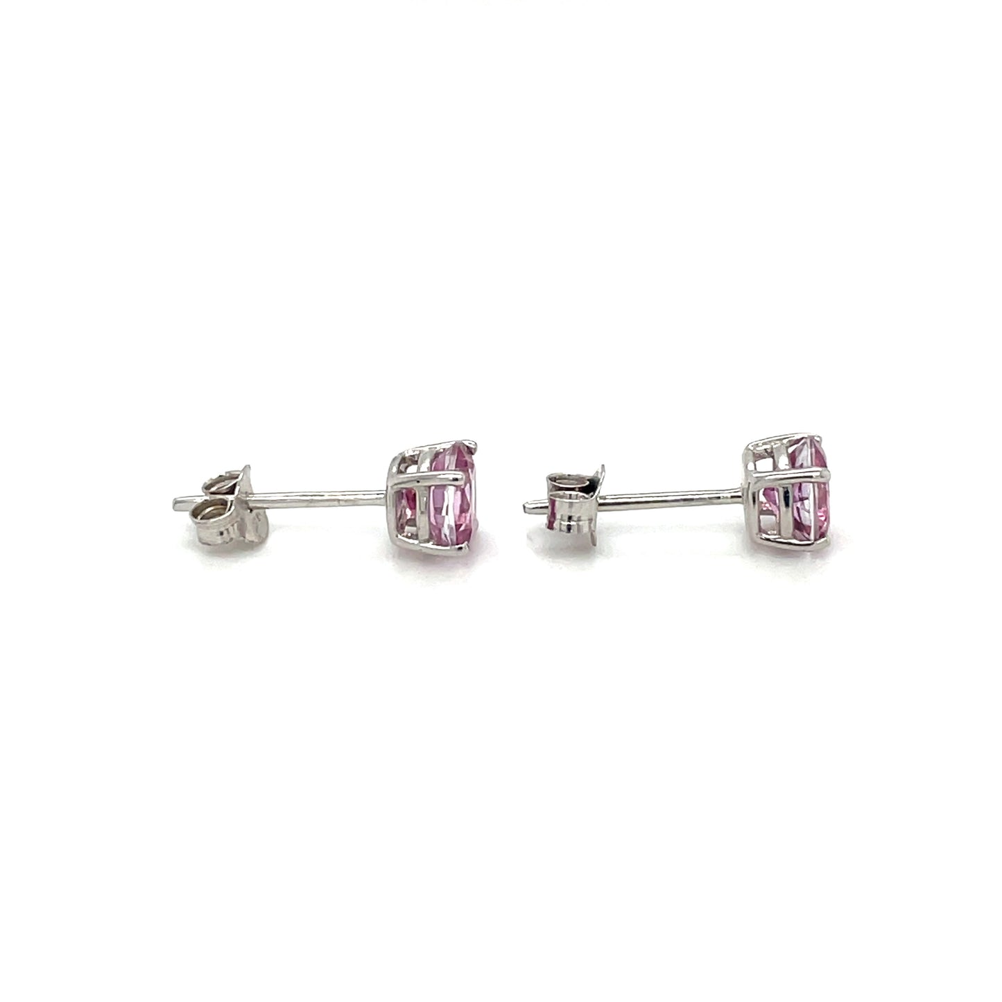 9ct White Gold Pink Topaz Stud Earrings