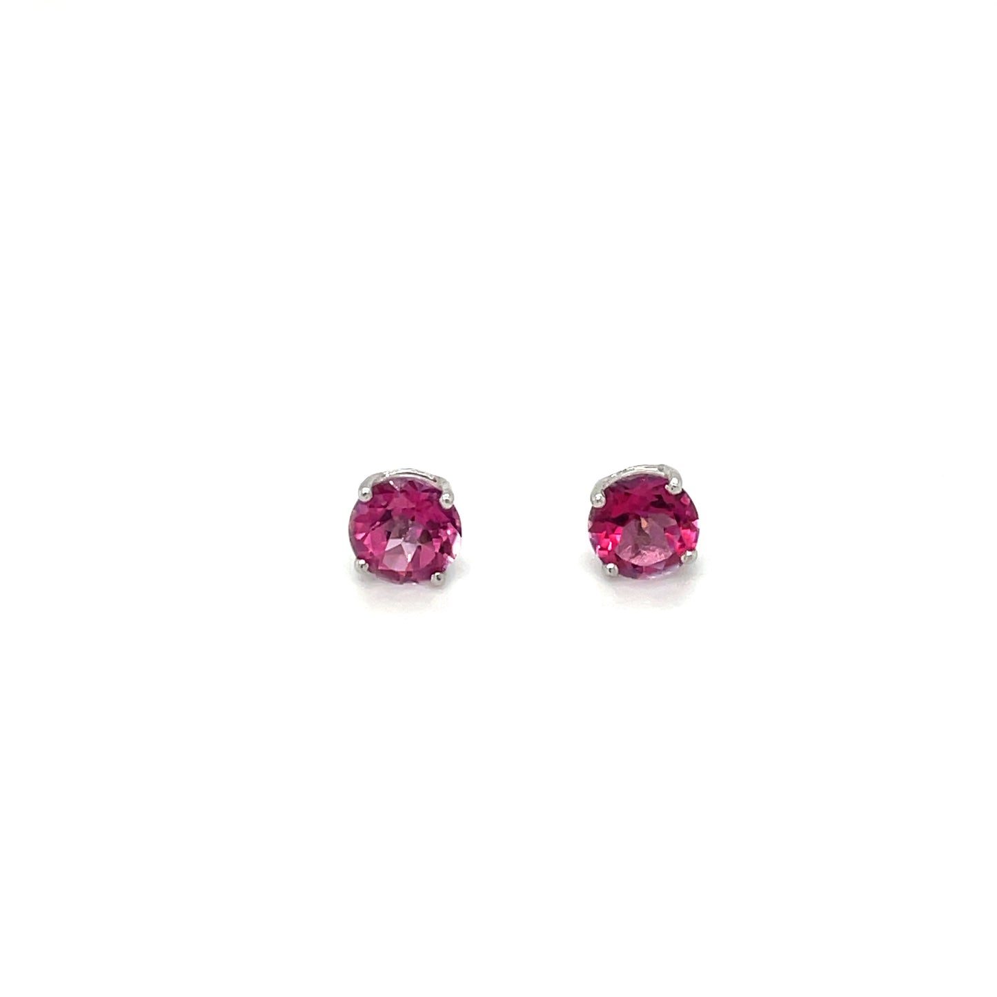 9ct White Gold Pink Topaz Stud Earrings