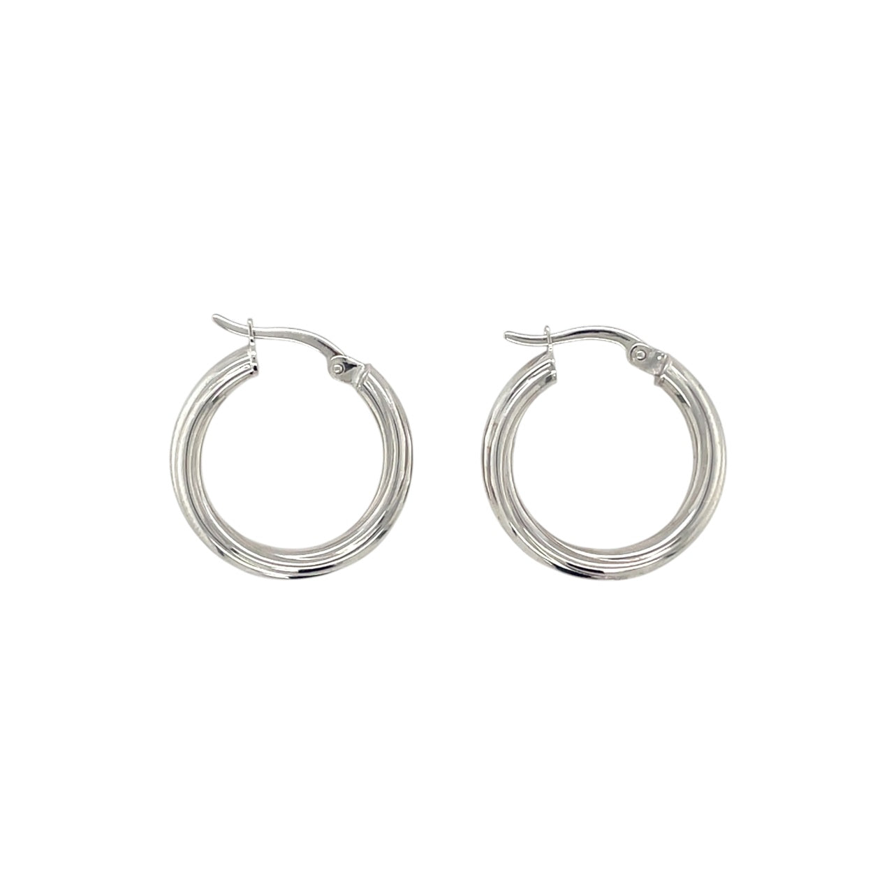9ct White Gold Ribbed Hoop Earrings