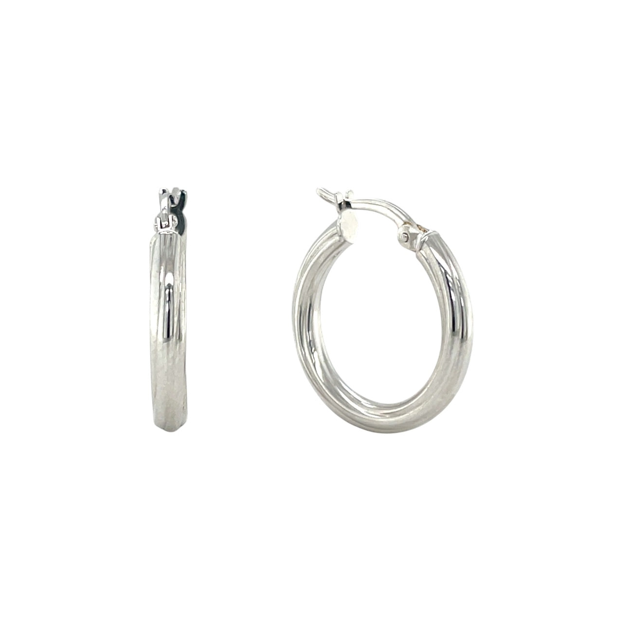 9ct White Gold Ribbed Hoop Earrings