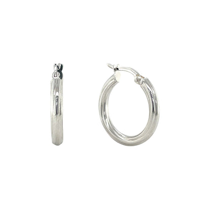9ct White Gold Ribbed Hoop Earrings