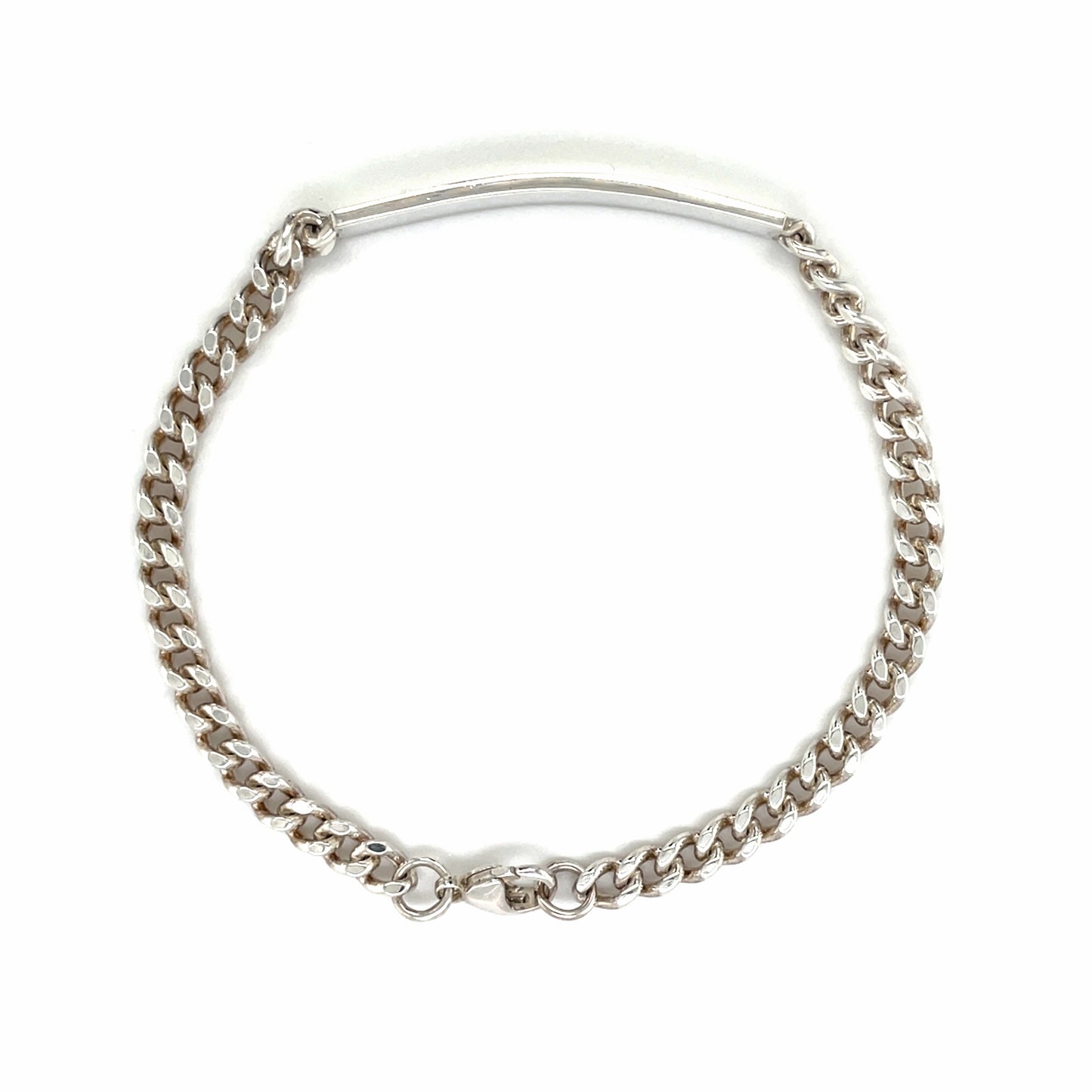 Silver Filed Curb Identity Bracelet