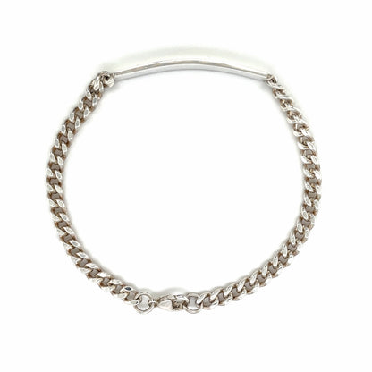 Silver Filed Curb Identity Bracelet