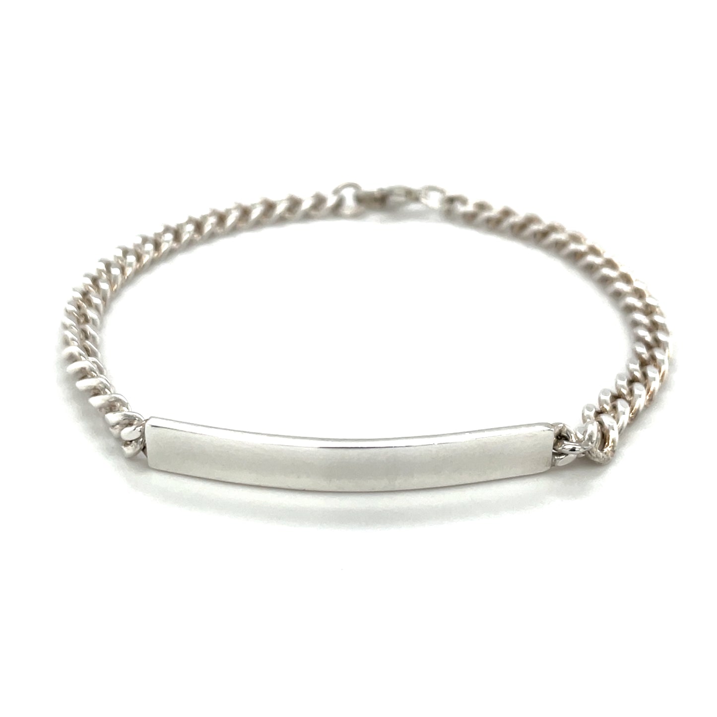 Silver Filed Curb Identity Bracelet