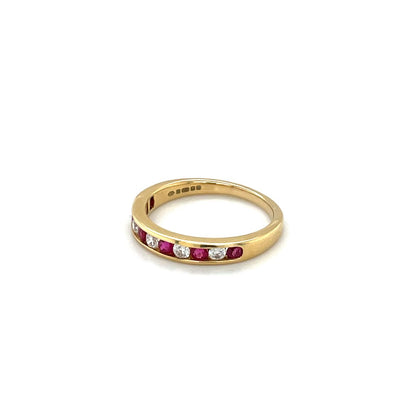 18ct Yellow Gold Ruby & Diamond Half-Set Eternity Ring