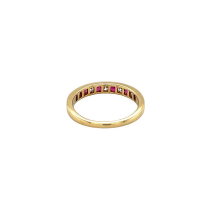 18ct Yellow Gold Ruby & Diamond Half-Set Eternity Ring (M)