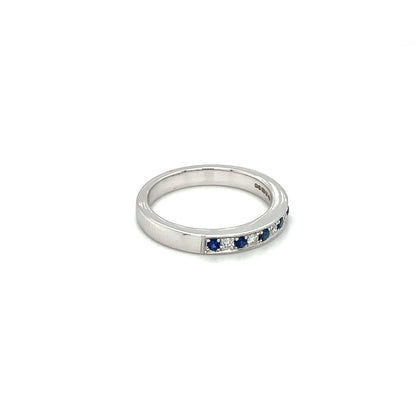 18ct White Gold Sapphire & Diamond Milgrain-Set Eternity Ring