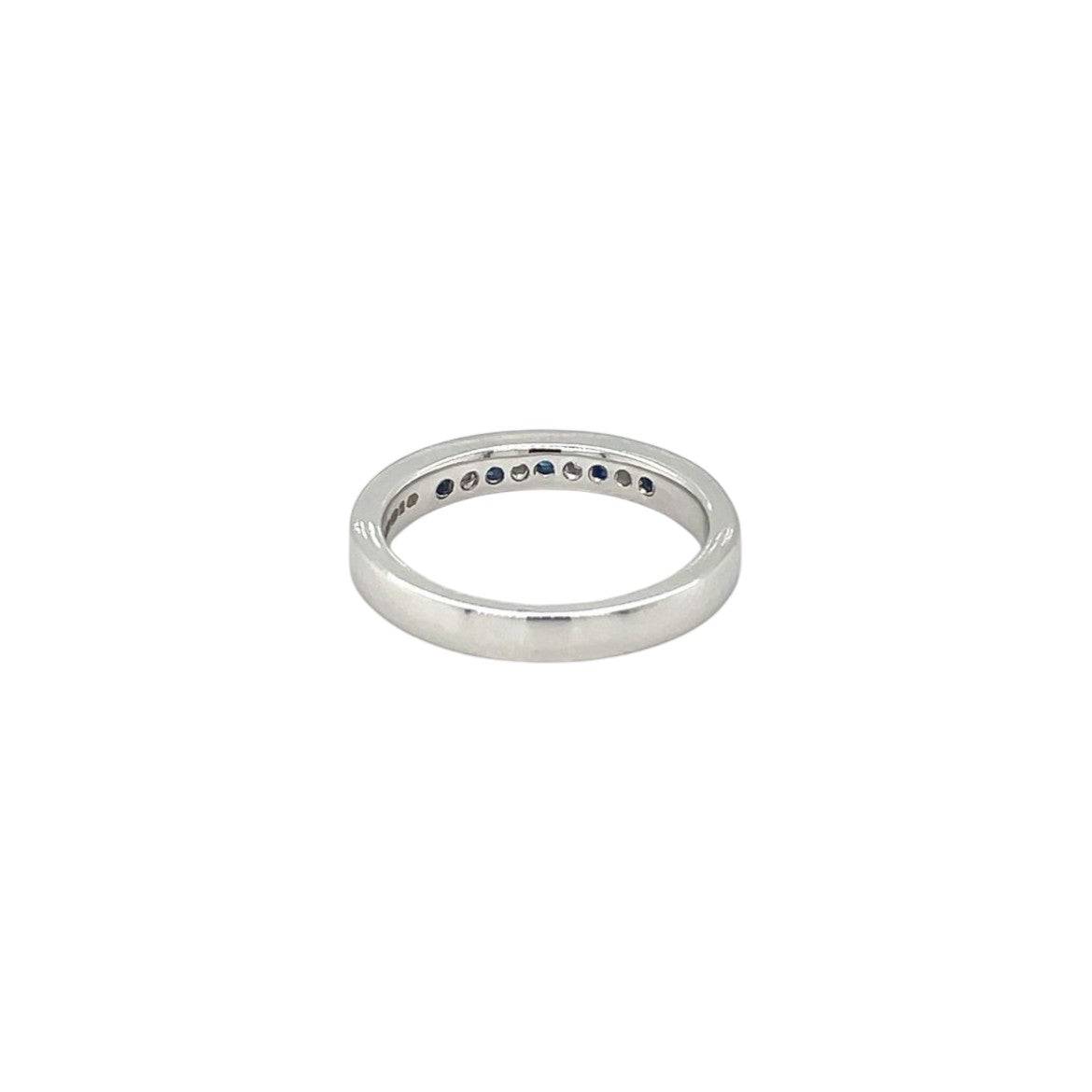 18ct White Gold Sapphire & Diamond Milgrain-Set Eternity Ring (L1/2)