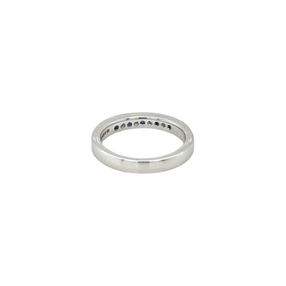 18ct White Gold Sapphire & Diamond Milgrain-Set Eternity Ring (L1/2)