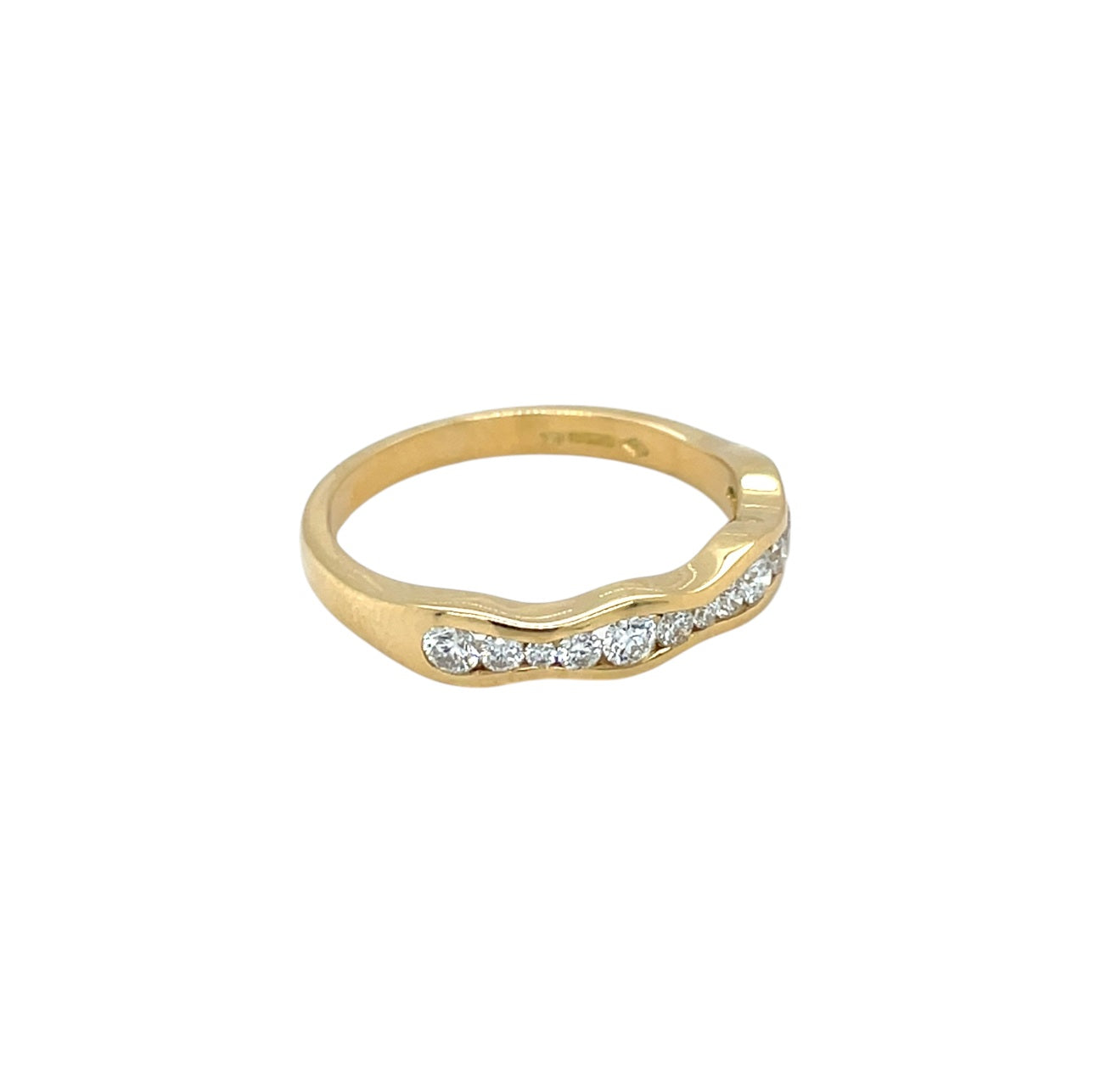 18ct Yellow Gold Diamond Wave Half Eternity Ring (O1/2)