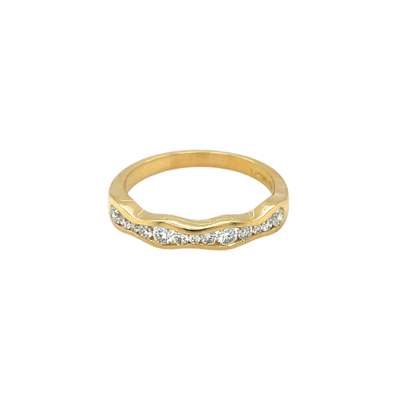 18ct Yellow Gold Diamond Wave Half Eternity Ring (O1/2)