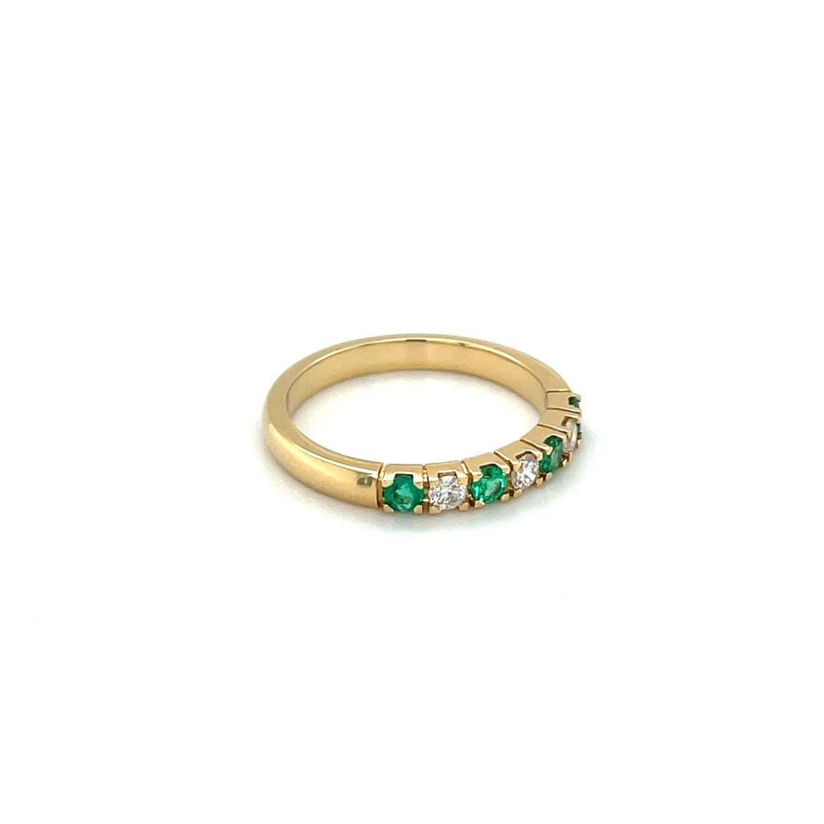 18ct Yellow Gold Emerald & Diamond Half-Set Eternity Ring