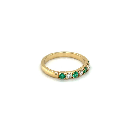 18ct Yellow Gold Emerald & Diamond Half-Set Eternity Ring