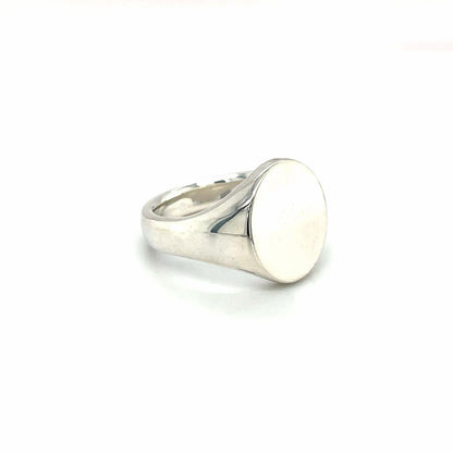 Silver Oxford Oval Signet Ring (14x12mm)
