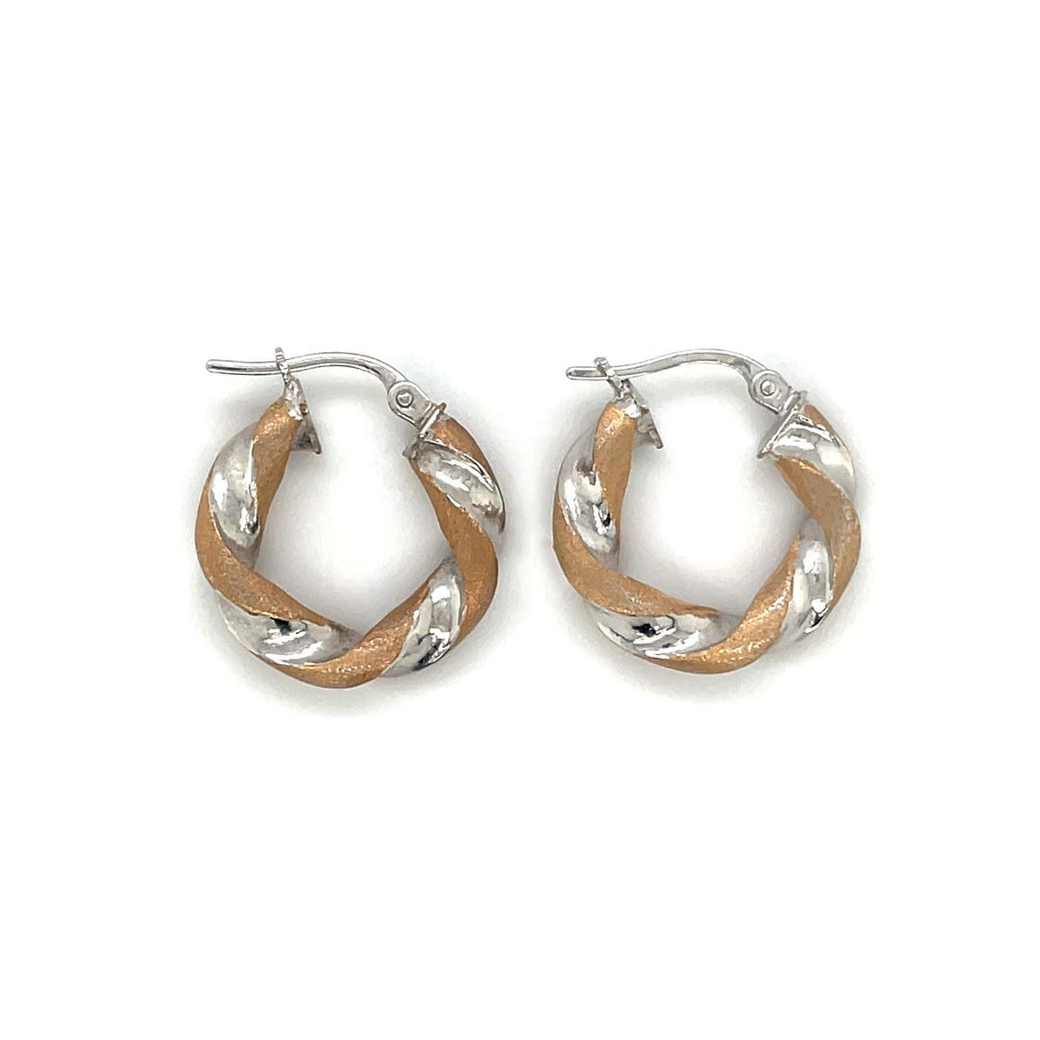 9ct Yellow & White Gold Twist Creole Hoop Earrings